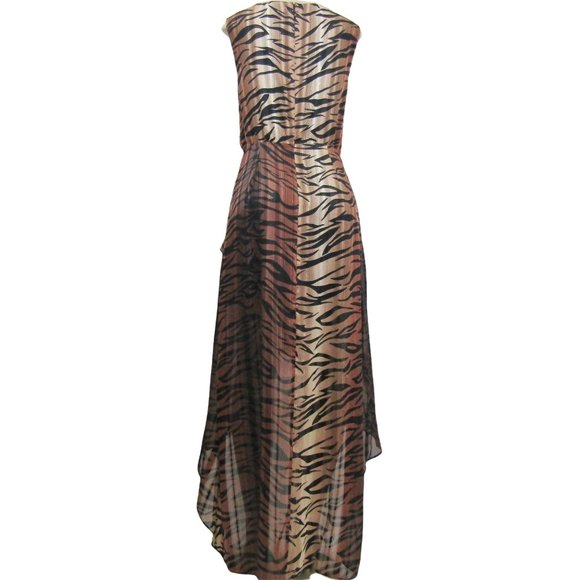 LPA tiger stripe animal Nikki  brown high low maxi dress Revolve size M - Picture 5 of 12